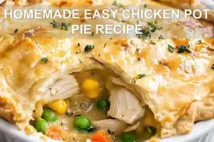 HOMEMADE EASY CHICKEN POT PIE RECIPE centered hero view, clean and uncluttered