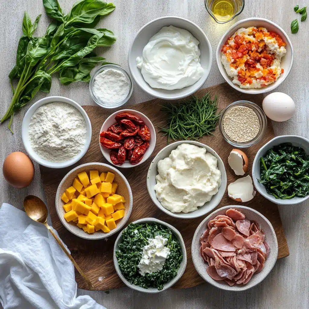 BREAKFAST PROTEIN BISCUITS warm cheddar feta ham sausage spinach chives basil