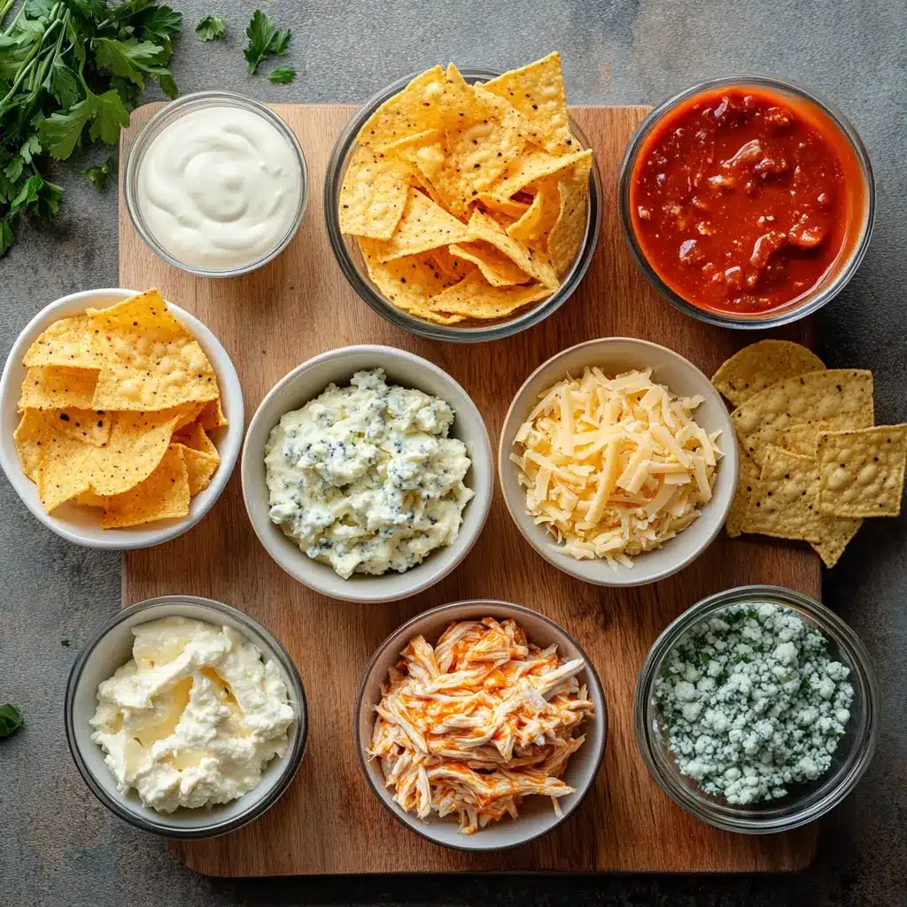 BUFFALO CHICKEN DIP OVEN RECIPE centered hero view, clean and uncluttered