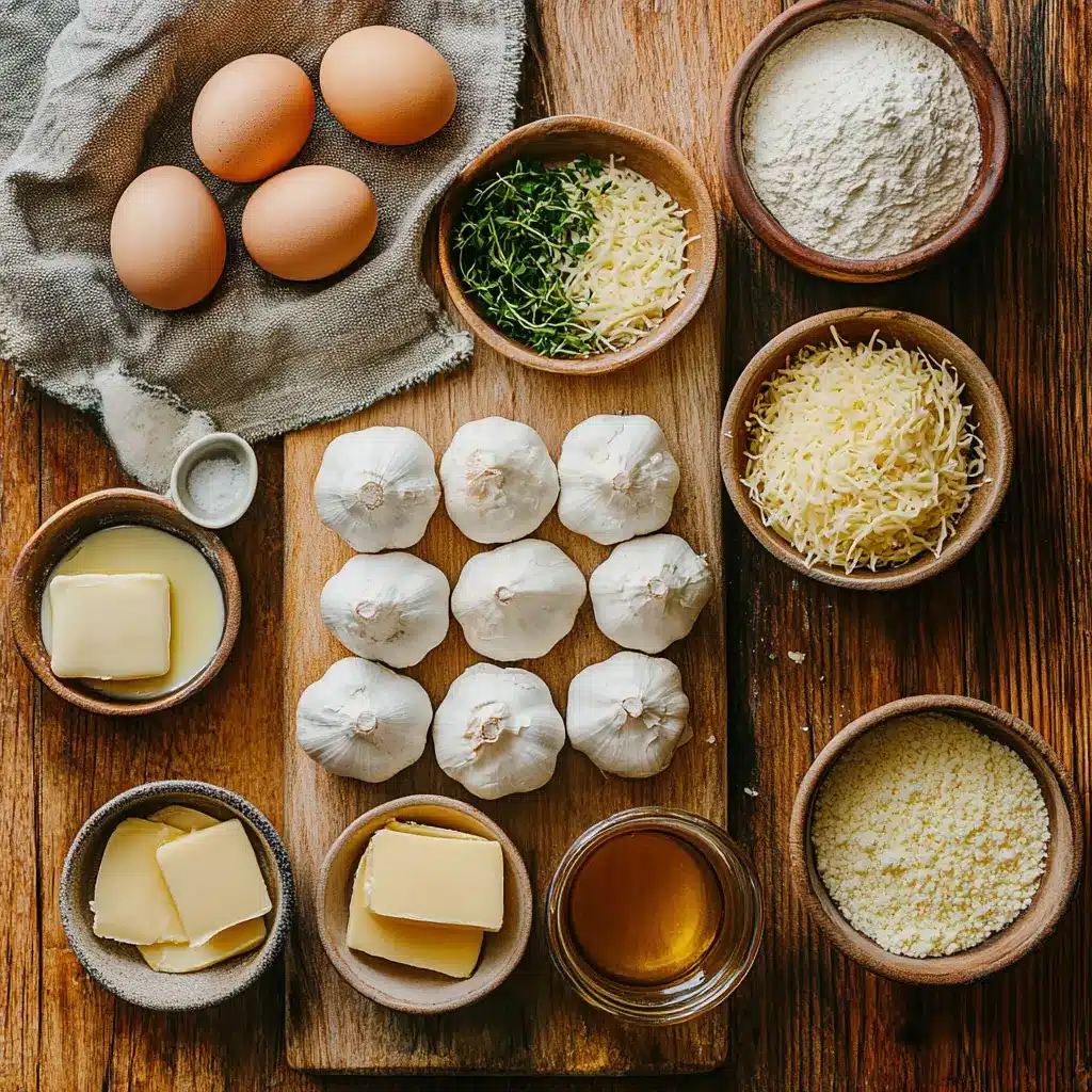 BUTTERY CHEESE GARLIC ROLLS centered hero view, clean and uncluttered