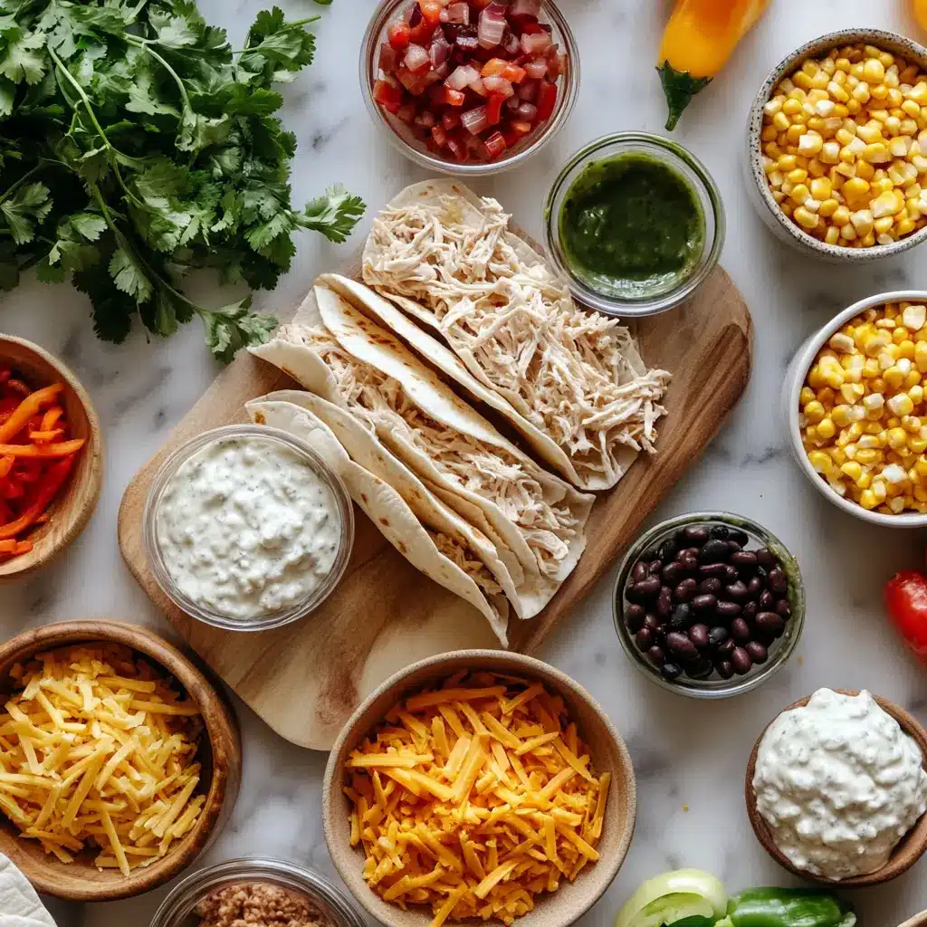 CHEESY ROTISSERIE CHICKEN BURRITOS centered hero view, clean and uncluttered