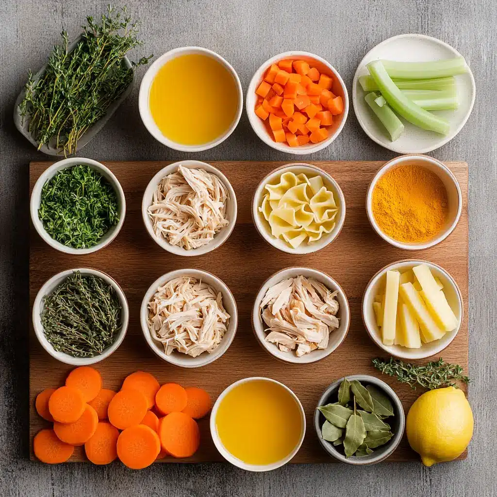 CHICKEN NOODLE SOUP centered hero view, clean and uncluttered