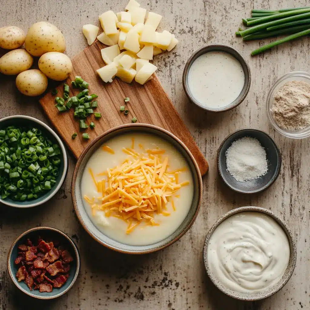 CROCK POT CRACK POTATO SOUP centered hero view, clean and uncluttered