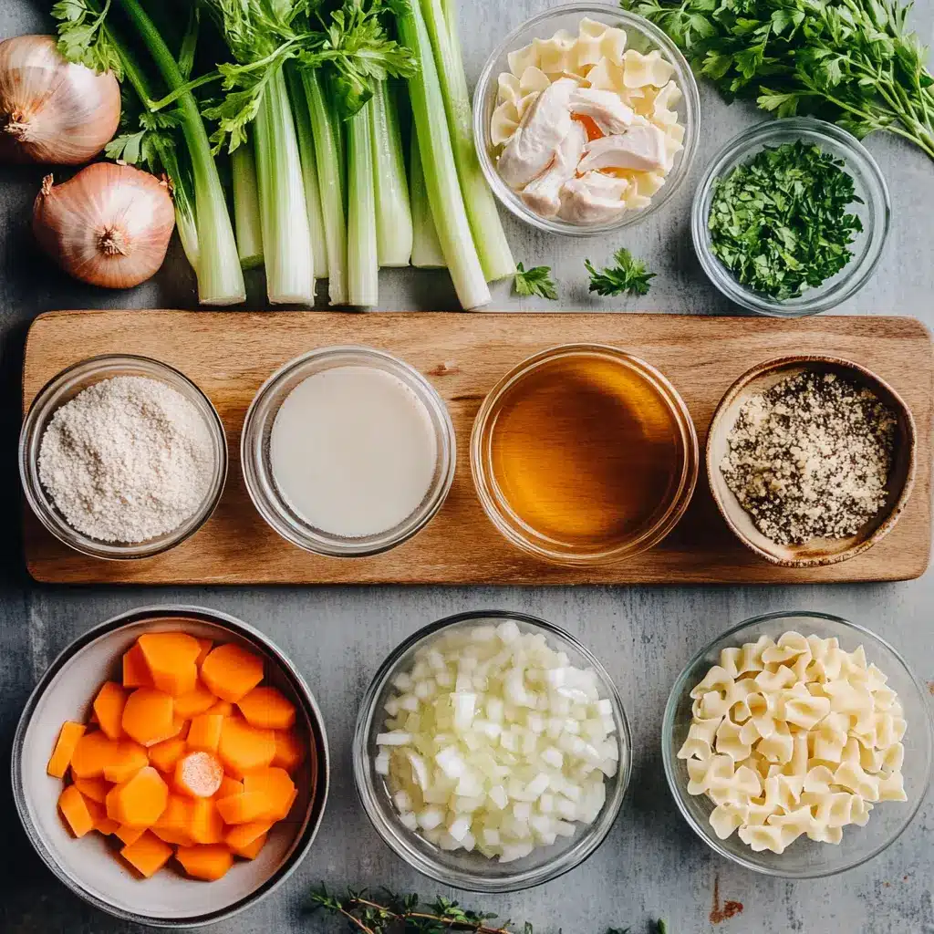 CROCKPOT CHICKEN NOODLE SOUP centered hero view, clean and uncluttered