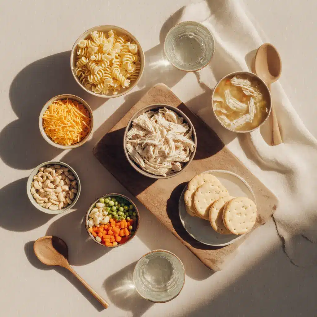 EASY CHICKEN POT PIE CASSEROLE warm golden biscuits bubbling creamy filling close up