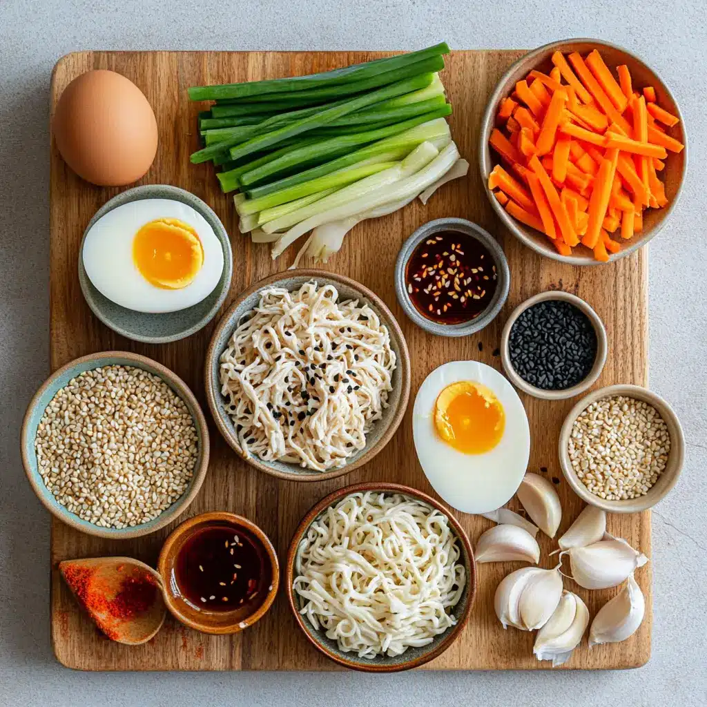 EASY CHICKEN RAMEN cozy bowl with shredded chicken halved eggs spring onions sesame