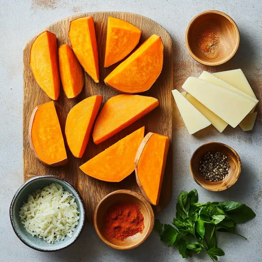 GARLIC PARMESAN SWEET POTATO WEDGES centered hero view, clean and uncluttered