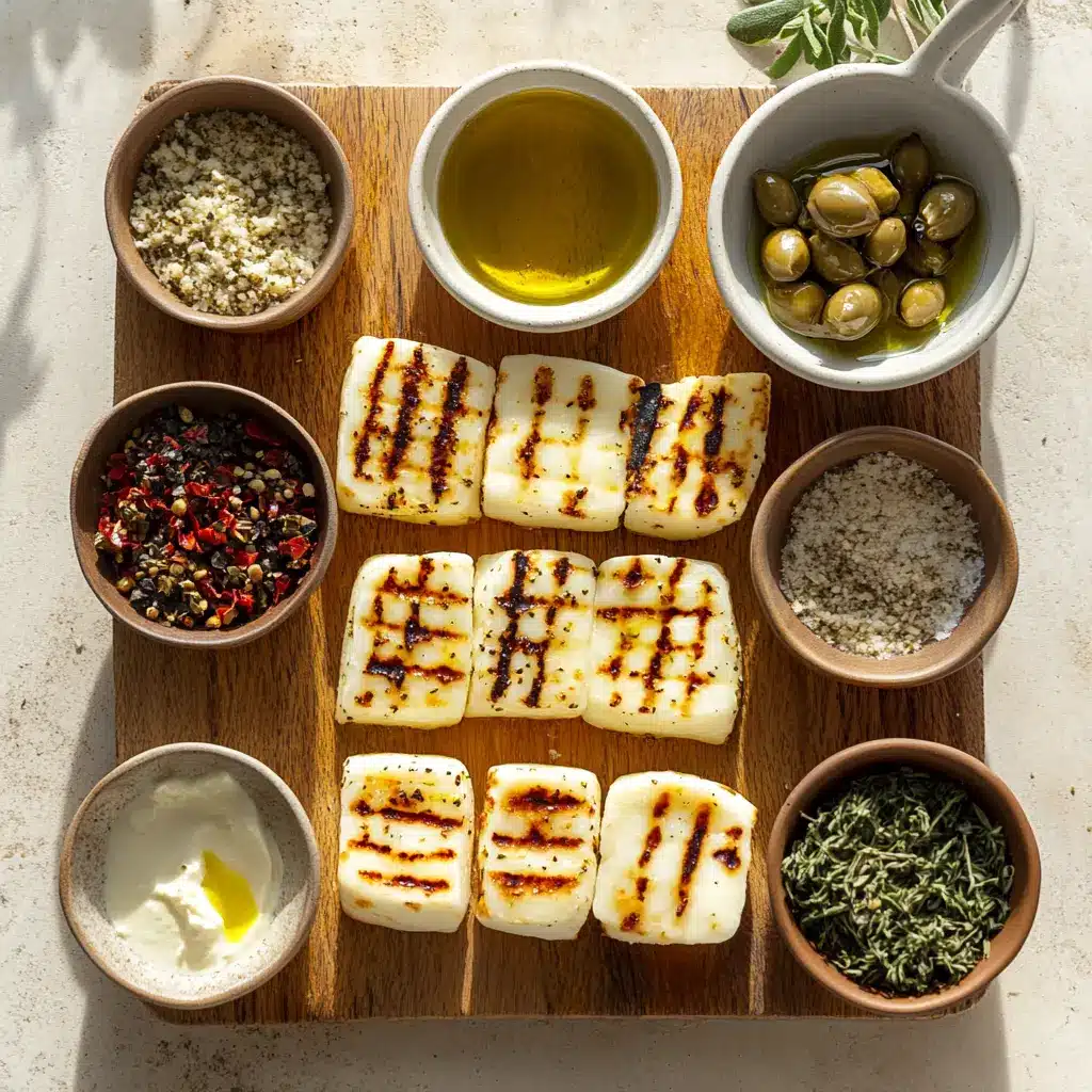 GRILLED HALLOUMI CHEESE centered hero view, clean and uncluttered