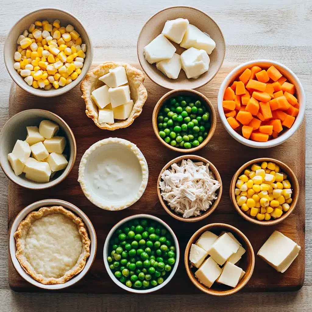 HOMEMADE EASY CHICKEN POT PIE RECIPE centered hero view, clean and uncluttered