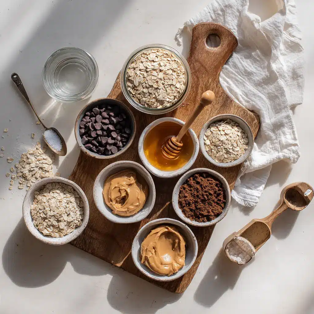 NO BAKE CHOCOLATE PEANUT BUTTER PROTEIN BALLS on wooden board with cloth and glass water