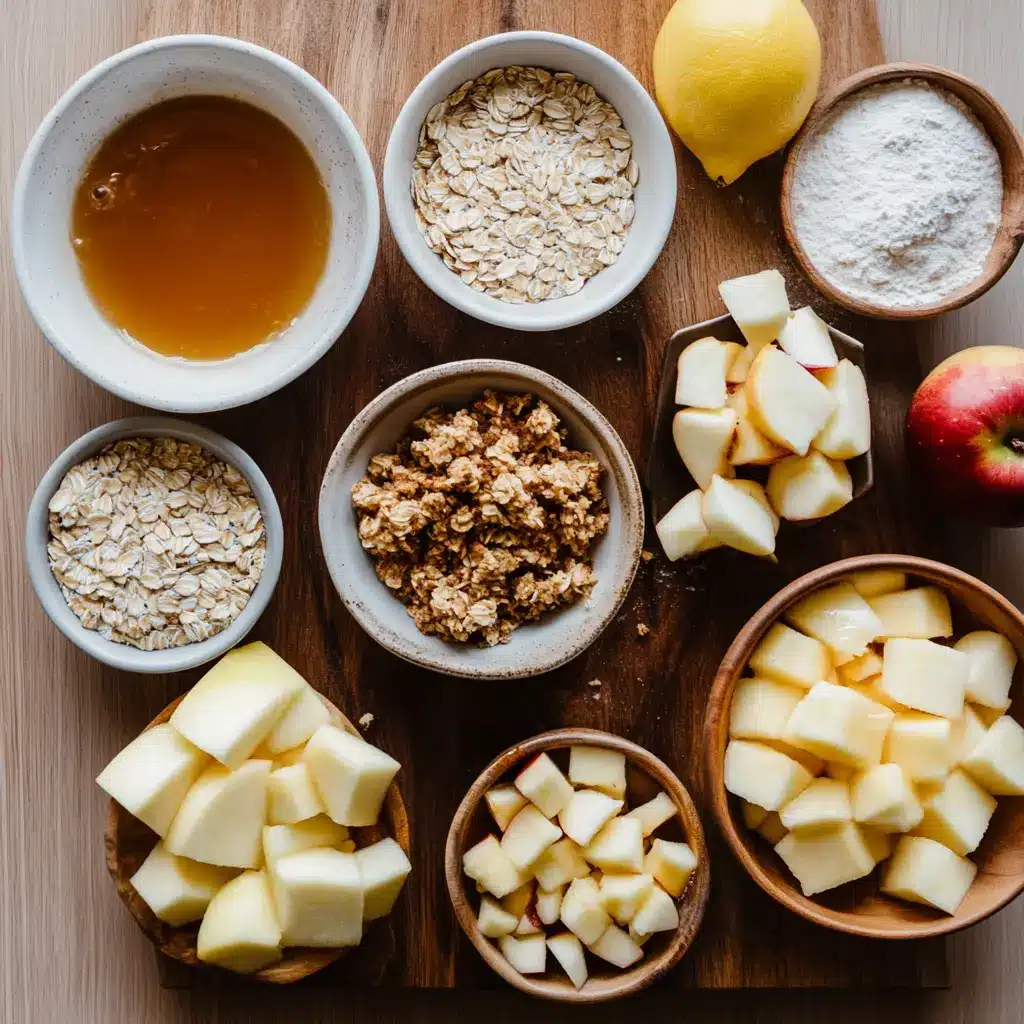 OLD FASHIONED EASY APPLE CRISP centered hero view, clean and uncluttered