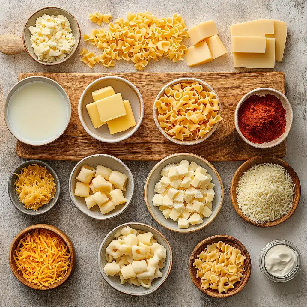 ONE POT MAC AND CHEESE centered hero view, clean and uncluttered