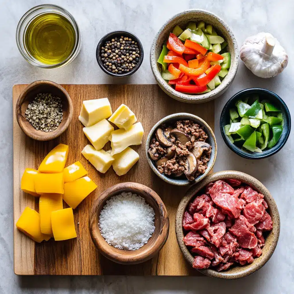PHILLY CHEESESTEAK BOWLS centered hero view, clean and uncluttered