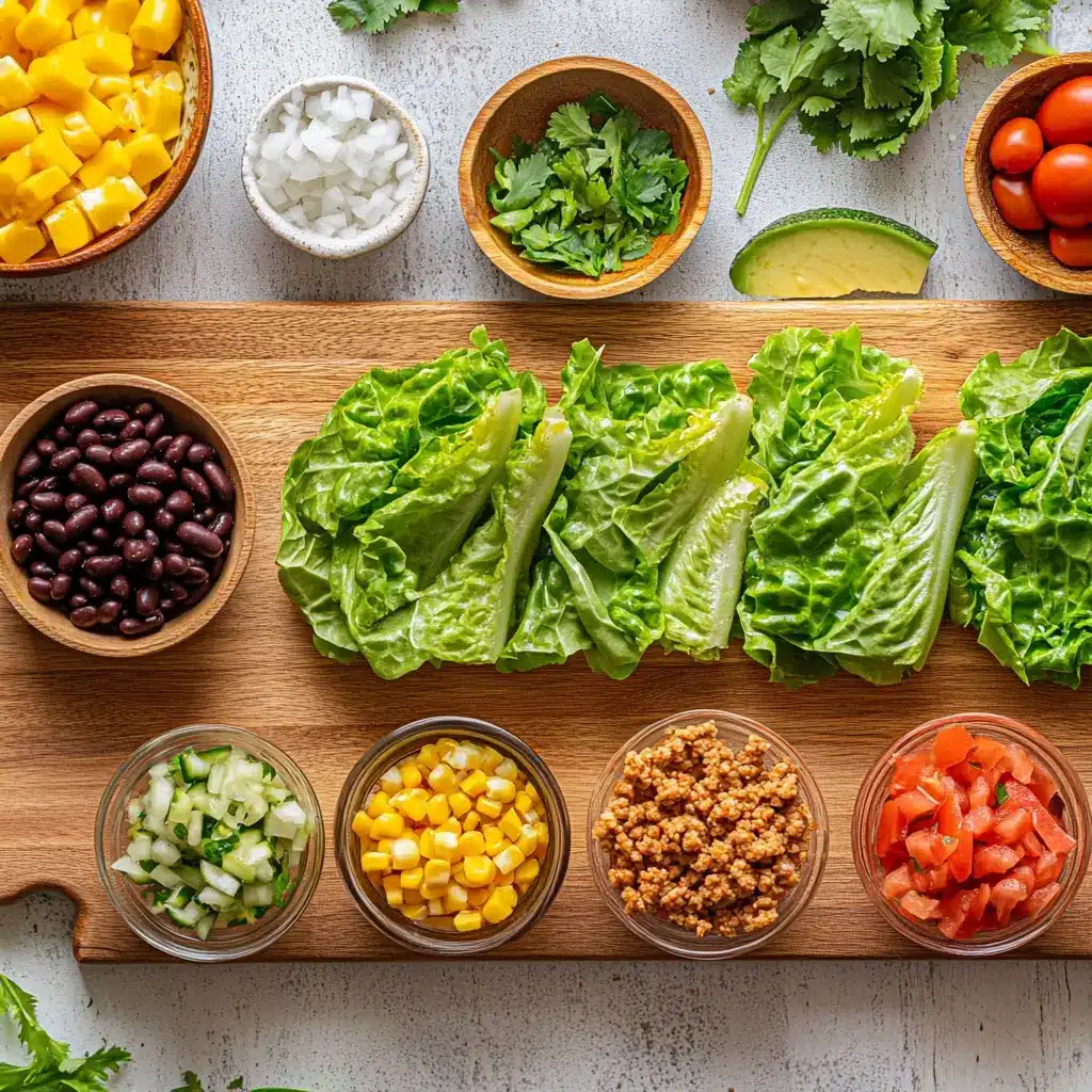 Southwest Chicken Lettuce Wraps Quick Easy Delicious 2 SOUTHWEST CHICKEN LETTUCE WRAPS centered hero view, clean and uncluttered