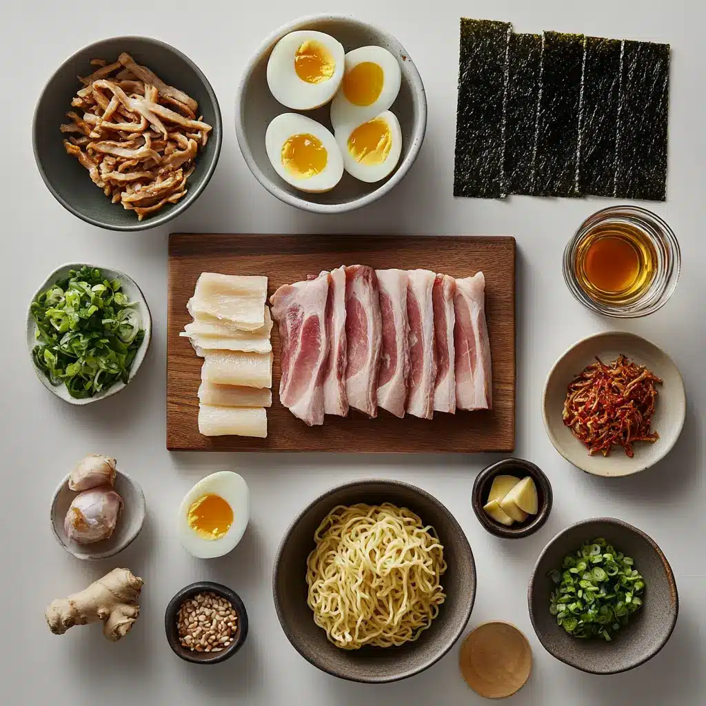 TONKOTSU RAMEN creamy milky broth with chashu soft-cooked egg and nori