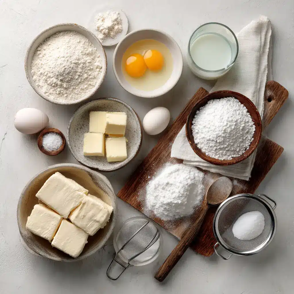 VANILLA FRENCH BEIGNETS RECIPE golden beignets dusted with powdered sugar on white napkin