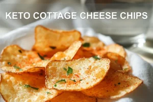 KETO COTTAGE CHEESE CHIPS crunchy chips with paprika and fresh herbs on white napkin
