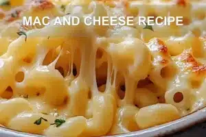 MAC AND CHEESE RECIPE centered hero view, clean and uncluttered