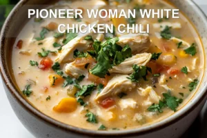 PIONEER WOMAN WHITE CHICKEN CHILI centered hero view, clean and uncluttered