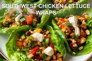 SOUTHWEST CHICKEN LETTUCE WRAPS centered hero view, clean and uncluttered