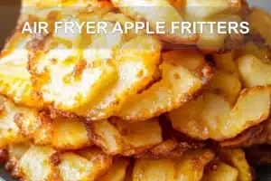 AIR FRYER APPLE FRITTERS centered hero view, clean and uncluttered