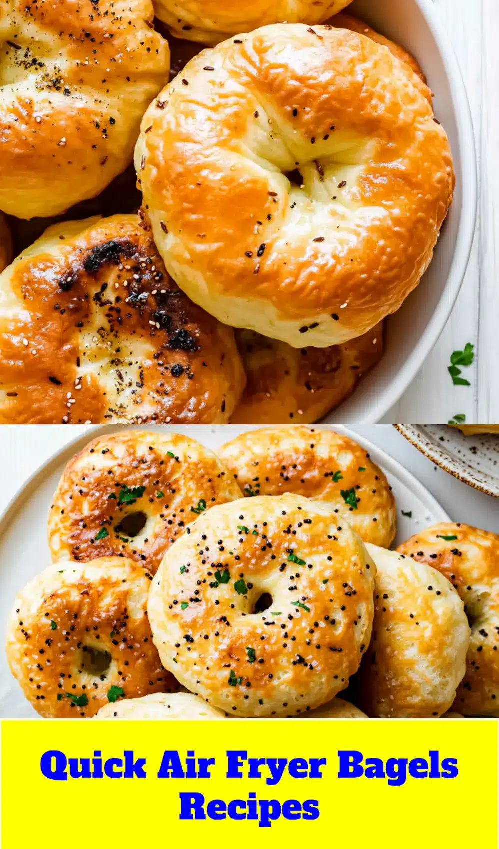 AIR FRYER BAGELS centered hero view, clean and uncluttered_pin