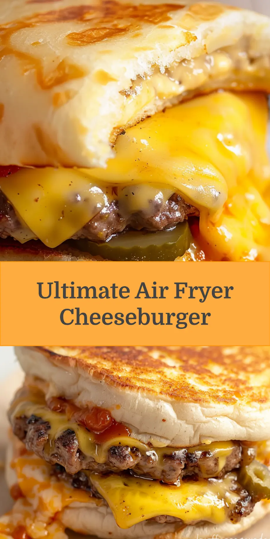 Easy Air Fryer Cheeseburger: A Must-Try Delight 4 AIR FRYER CHEESEBURGER centered hero view, clean and uncluttered_pin