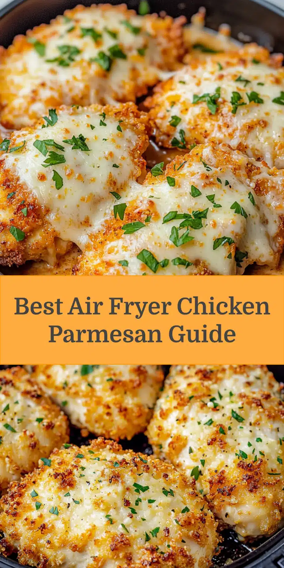 AIR FRYER CHICKEN PARMESAN centered hero view, clean and uncluttered_pin