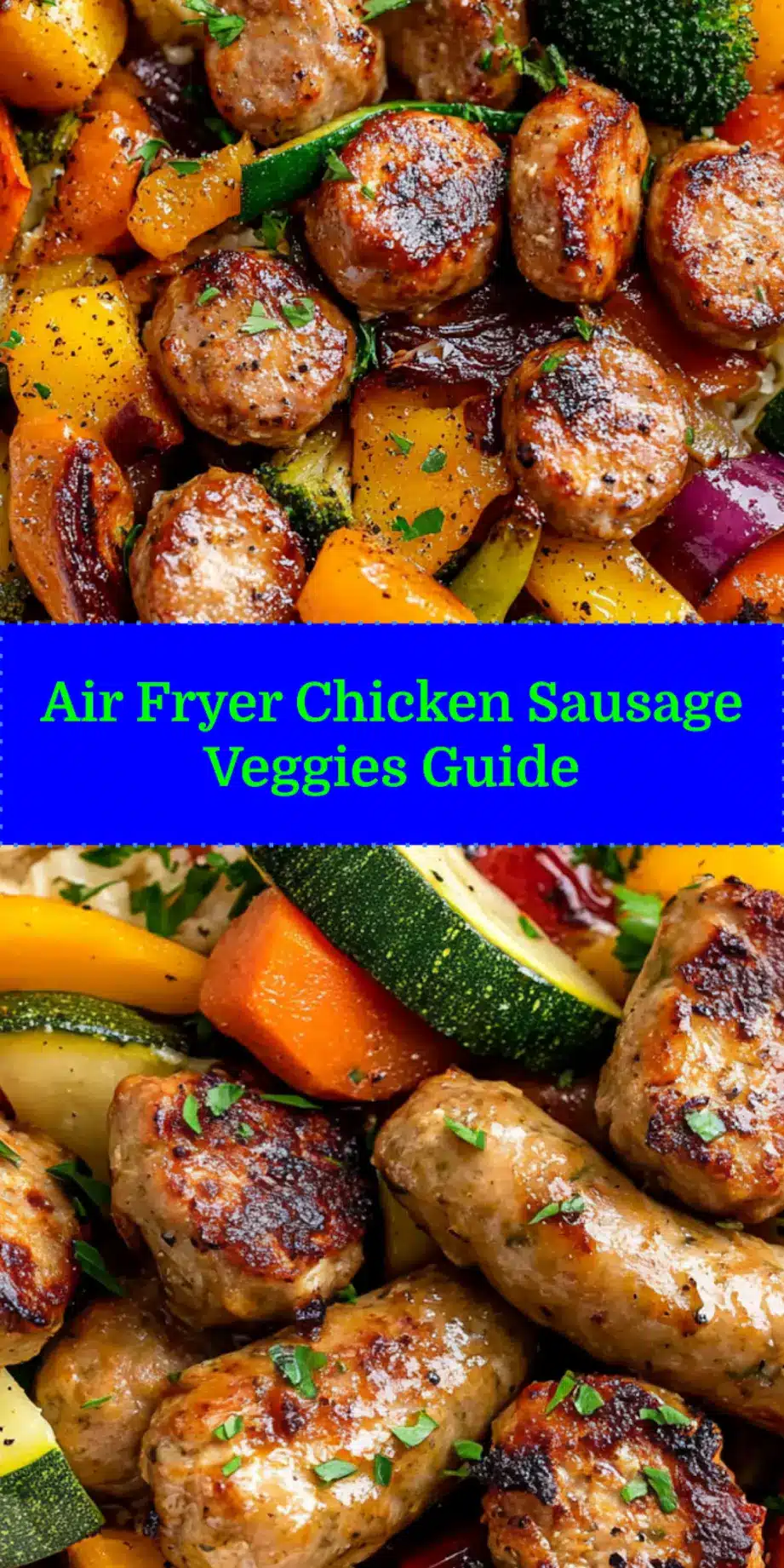 Vibrant Air Fryer Chicken Sausage and Veggies on a plate, ideal for Pinterest sharing.