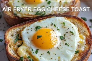 AIR FRYER EGG CHEESE TOAST centered hero view, clean and uncluttered