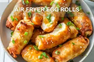 Air Fryer Egg Rolls Delicious Easy And Irresistible AIR FRYER EGG ROLLS centered hero view, clean and uncluttered