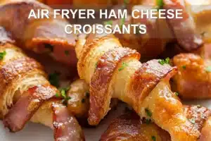 AIR FRYER HAM CHEESE CROISSANTS centered hero view, clean and uncluttered