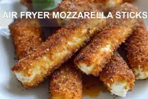 AIR FRYER MOZZARELLA STICKS centered hero view, clean and uncluttered