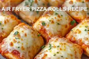 Air Fryer Pizza Rolls Recipe: Quick Delicious Snack AIR FRYER PIZZA ROLLS RECIPE centered hero view, clean and uncluttered