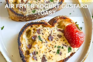Air Fryer Yogurt Custard Toast: Quick and Delicious AIR FRYER YOGURT CUSTARD TOAST centered hero view, clean and uncluttered