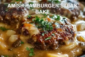 AMISH HAMBURGER STEAK BAKE centered hero view, clean and uncluttered