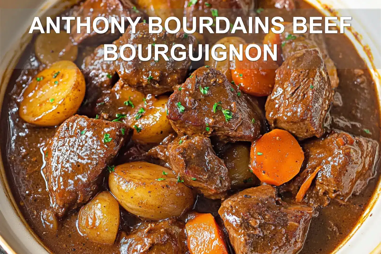 Anthony Bourdains Beef Bourguignon Recipe for Delicious Comfort 4 ANTHONY BOURDAINS BEEF BOURGUIGNON centered hero view, clean and uncluttered