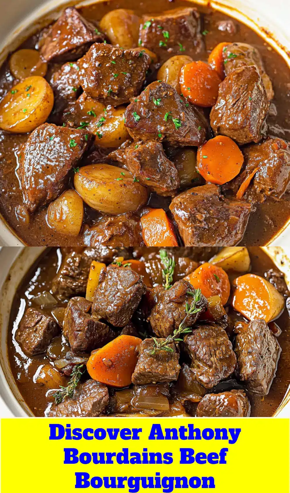 Anthony Bourdains Beef Bourguignon Recipe for Delicious Comfort 3 ANTHONY BOURDAINS BEEF BOURGUIGNON centered hero view, clean and uncluttered_pin