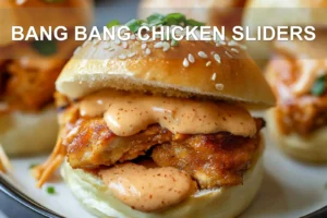 BANG BANG CHICKEN SLIDERS centered hero view, clean and uncluttered