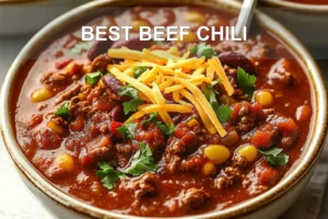 BEST BEEF CHILI centered hero view, clean and uncluttered