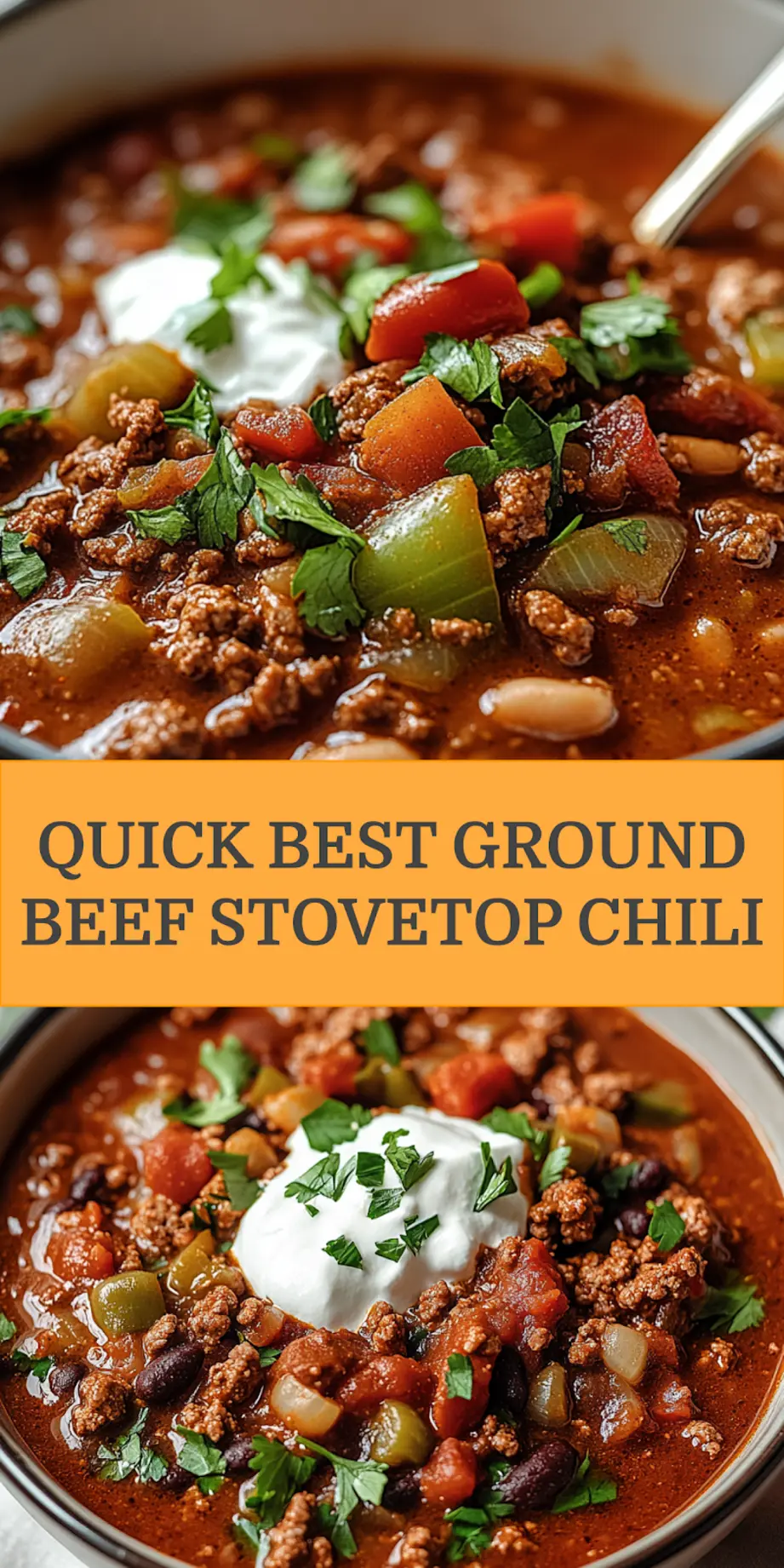 Best Ground Beef Stovetop Chili Easy and Irresistible 4 Hearty Best Ground Beef Stovetop Chili, served in a bowl with toppings, perfect for Pinterest