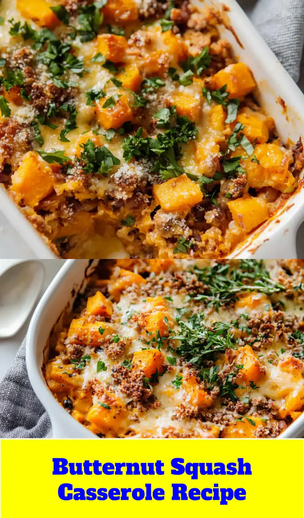 Vibrant butternut squash casserole, perfect for a Pinterest pin image