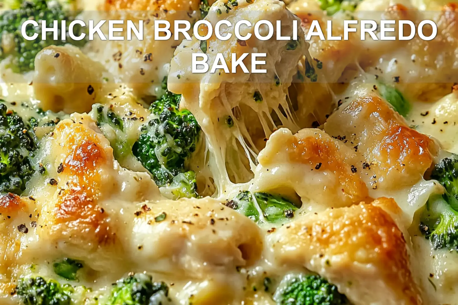 Perfect Chicken Broccoli Alfredo Bake Recipe You'll Love 2 CHICKEN BROCCOLI ALFREDO BAKE centered hero view, clean and uncluttered