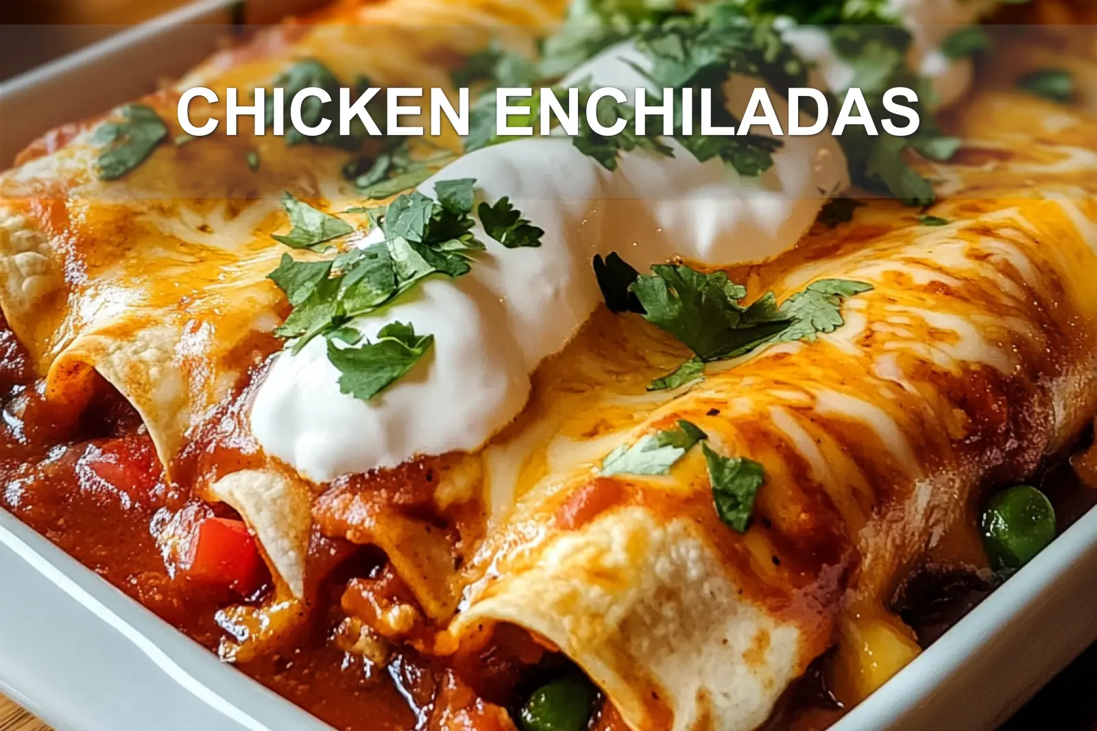 Chicken Enchiladas That Are Irresistibly Easy To Make 4 CHICKEN ENCHILADAS centered hero view, clean and uncluttered