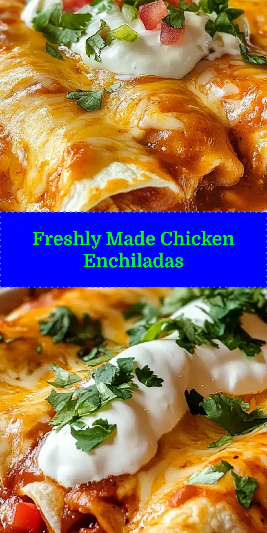 Chicken Enchiladas That Are Irresistibly Easy To Make 3 CHICKEN ENCHILADAS centered hero view, clean and uncluttered_pin