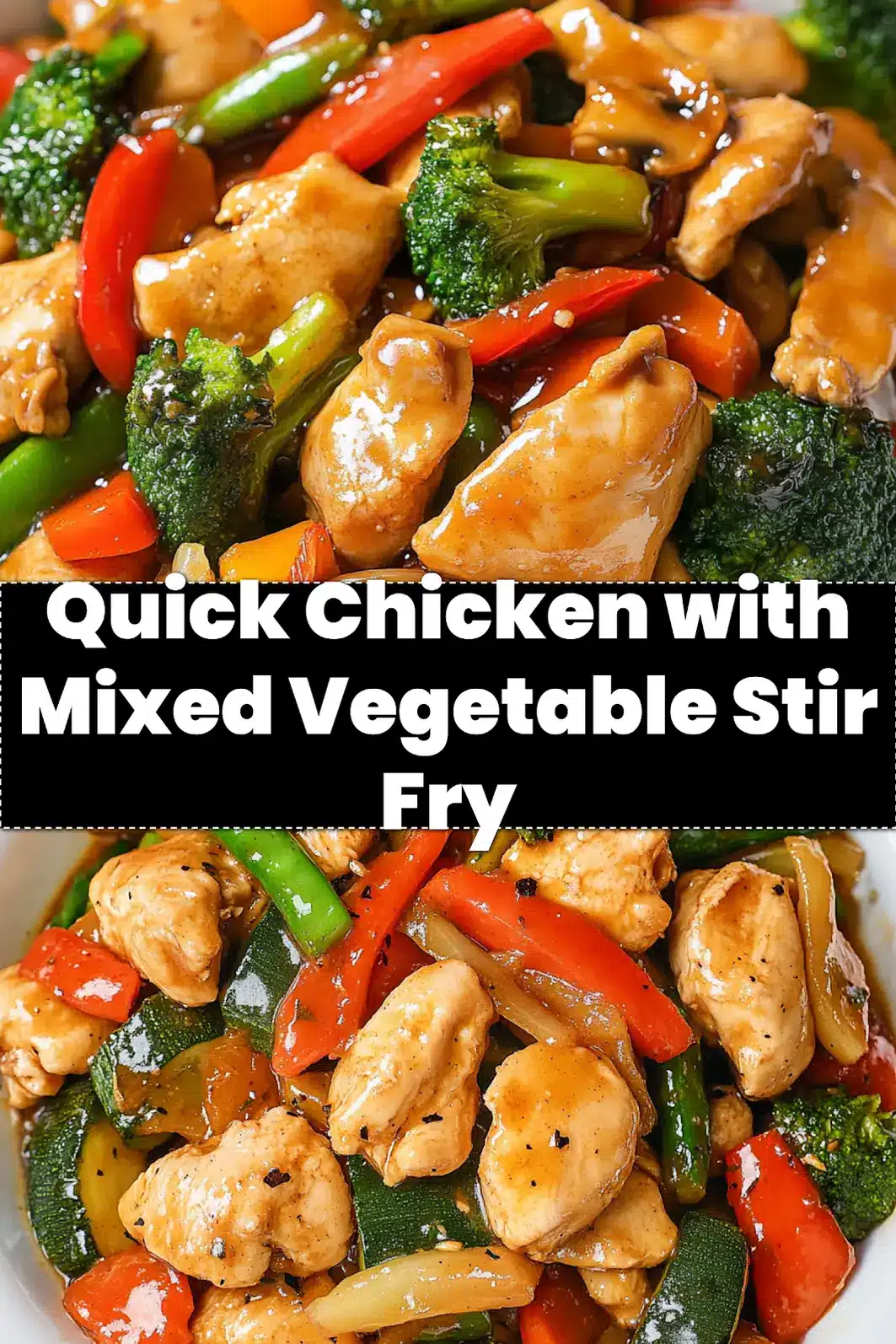 CHICKEN WITH MIXED VEGETABLE STIR FRY centered hero view, clean and uncluttered_pin