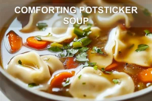 COMFORTING POTSTICKER SOUP centered hero view, clean and uncluttered