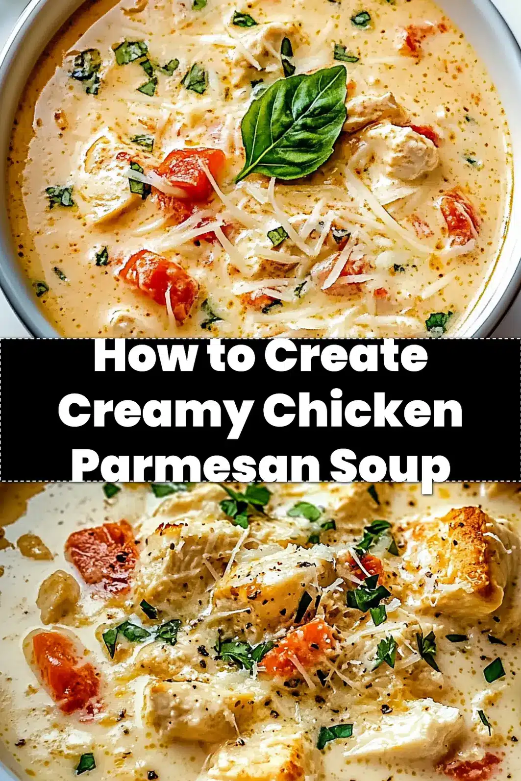 CREAMY CHICKEN PARMESAN SOUP centered hero view, clean and uncluttered_pin