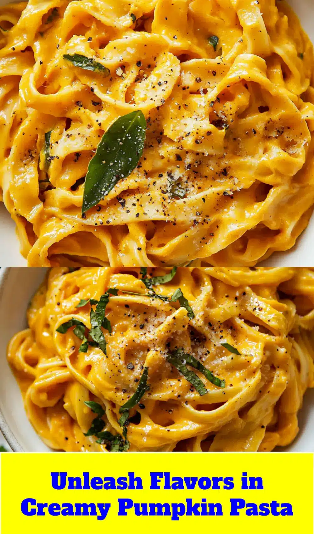 Creamy Pumpkin Pasta with sage and walnuts, perfect for Pinterest sharing