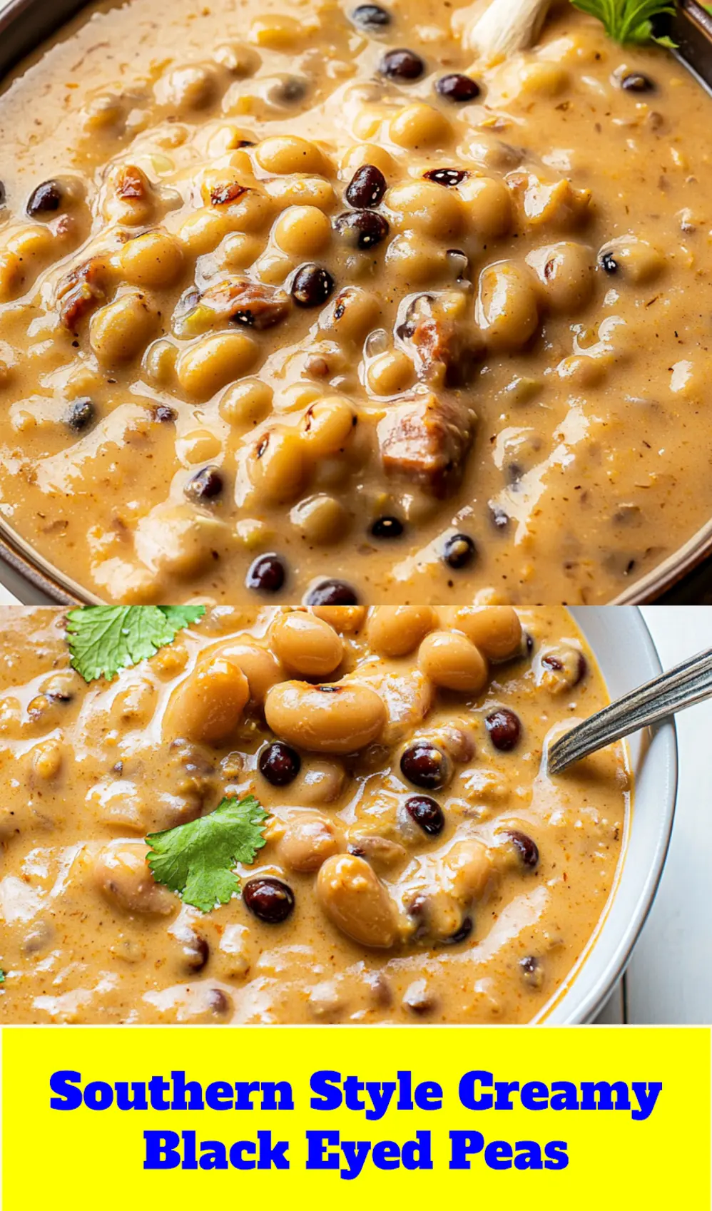 CREAMY SOUTHERN BLACK EYED PEAS centered hero view, clean and uncluttered_pin